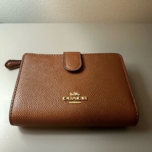 Coach brown compact wallet
